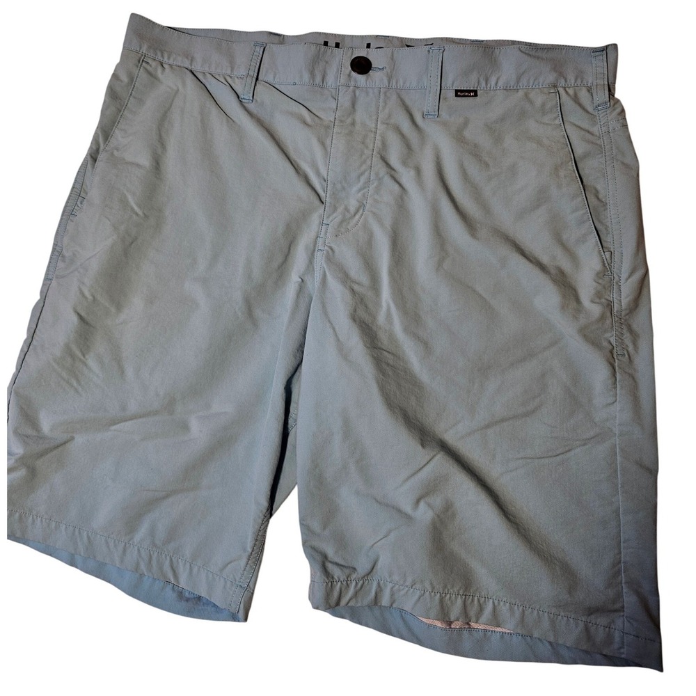 Hurley Dri-FIT Mens Chino Shorts Light Blue Grey Size 36 Performance Golf Active